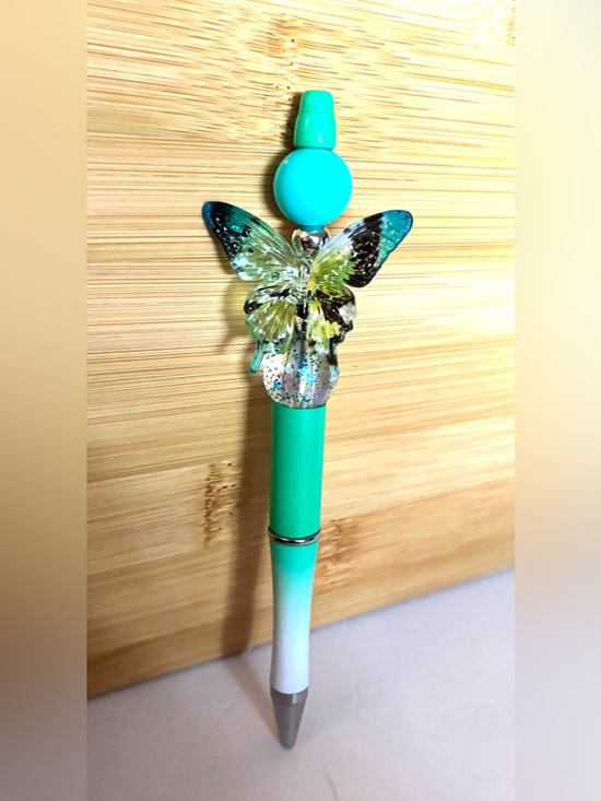 Handmade Other - Green Butterfly Beaded Ombre Ballpoint Pen